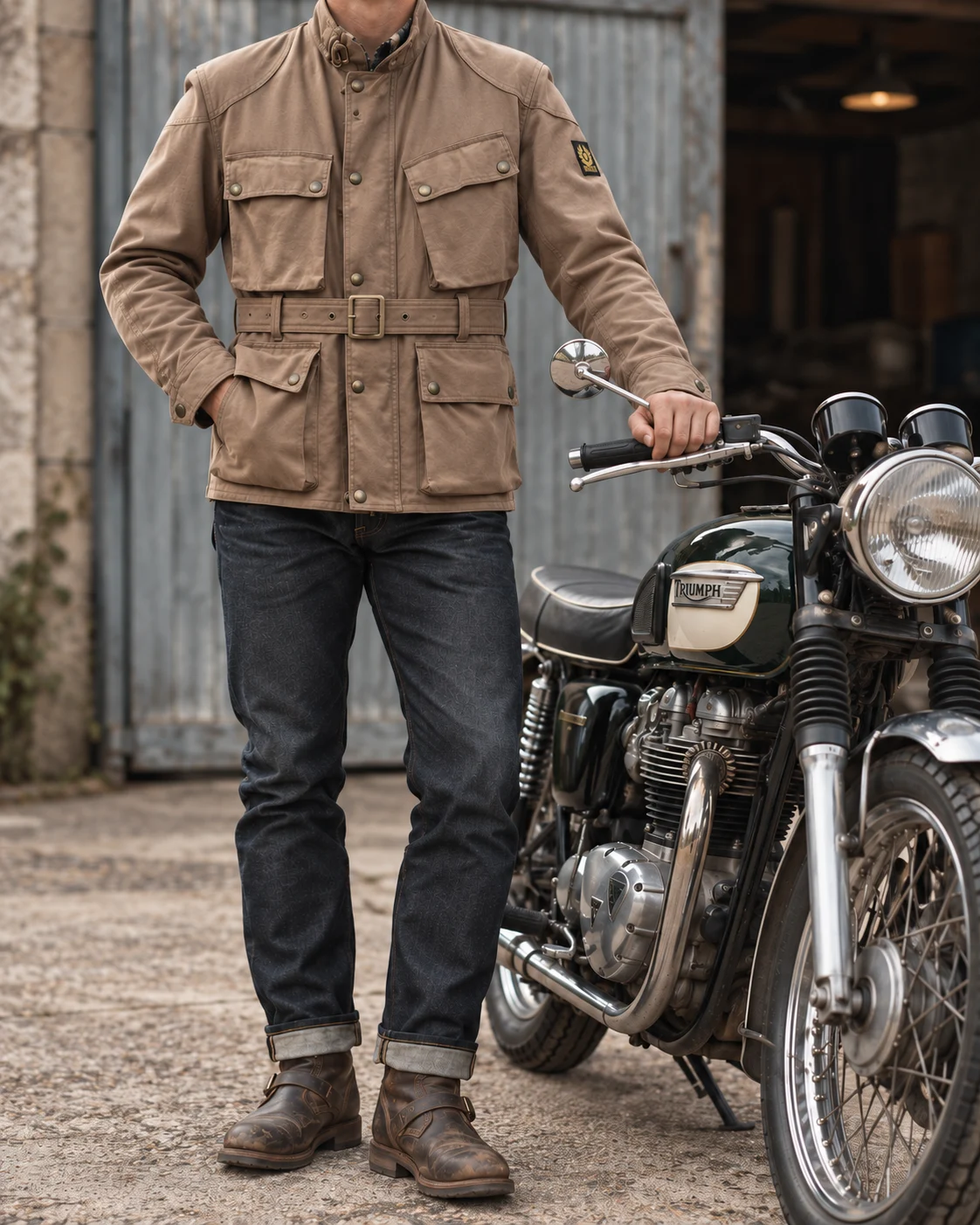Belstaff worn by a model — front view